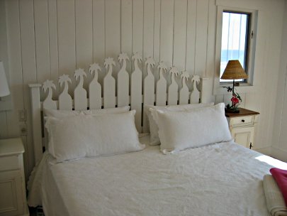 Custom bed treatment for resort rental from Posh Surfside