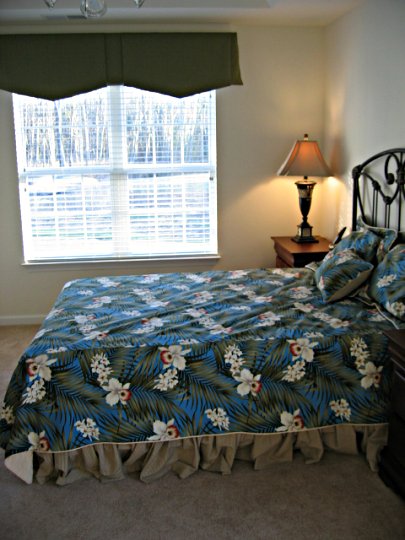 Custom bed treatment for resort rental from Posh Surfside