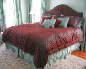 Silk King Sized Duvet cover, headboard and pillows