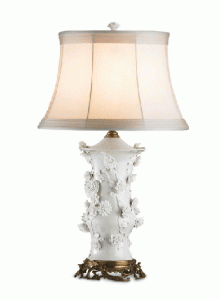 Large scale Chinoiserie lamp with sculpted flowers