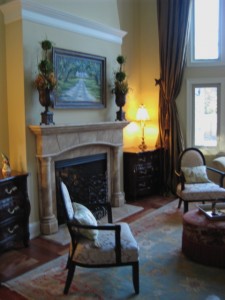Traditional Living Room with Tuscan elements and faux finished fireplace