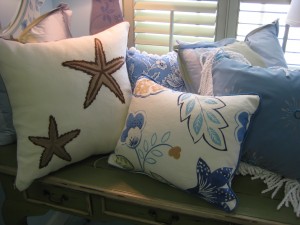 Pillows in blues and brown from Posh Living Pillows in blues and brown from Posh Living