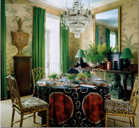 Emerald Drapery and Chinoiserie by Miles Redd, at Kips Bay
