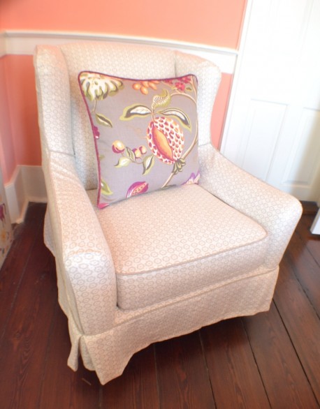 This Modern Wing Chair has a square tailored style and slipcover.