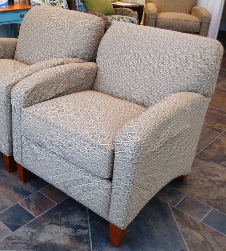 Armchairs with Tight Back in Commercial Grade Ikat Fabric