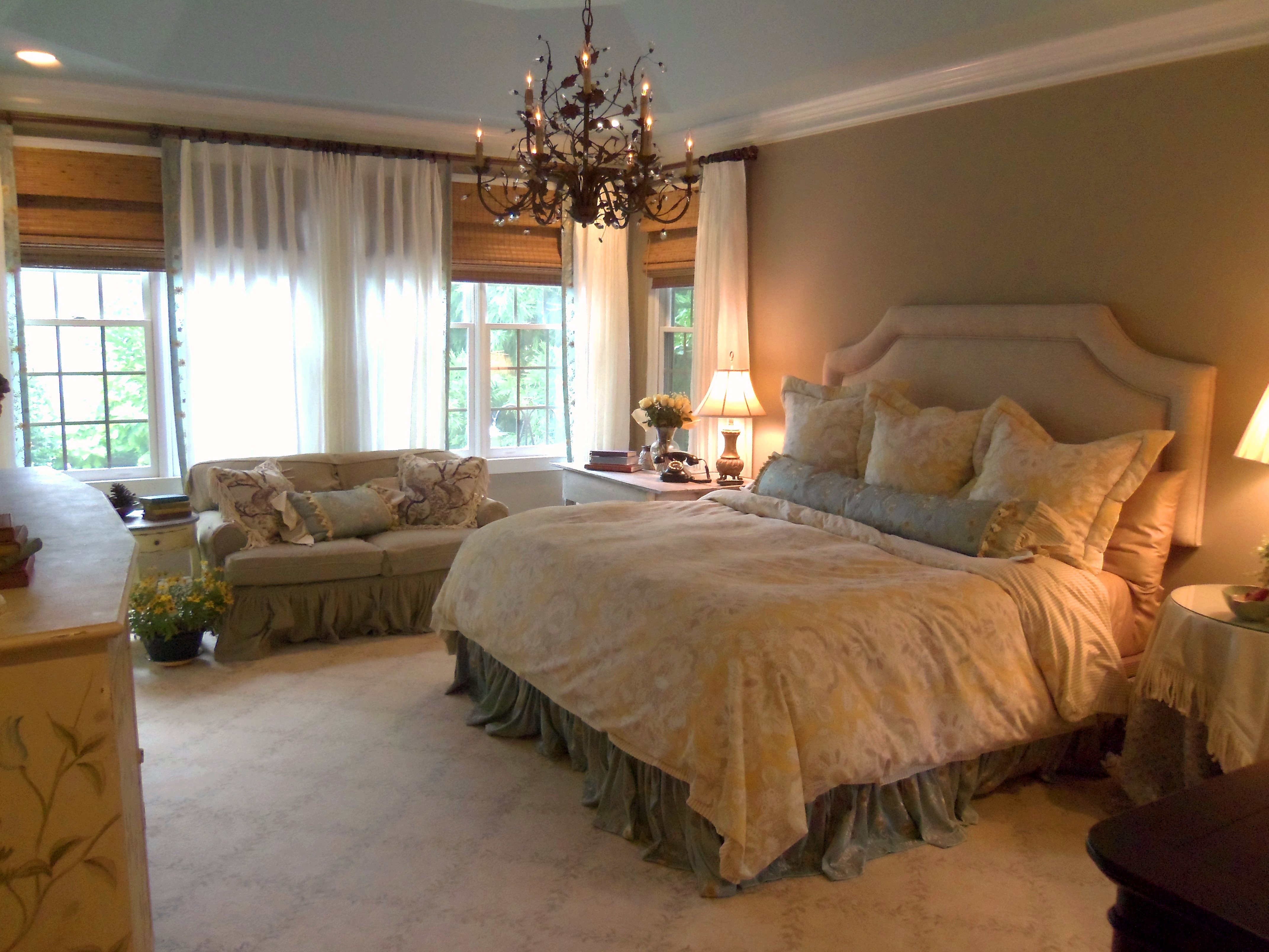 Shabby French Master Bedroom With Vine Carpet