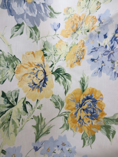 Wylene Floral Print Fabric Blue and Yellow – Sale